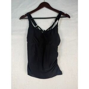 Cupshe Tankini Top Womens Size M Black New Strappy Criss Cross Back